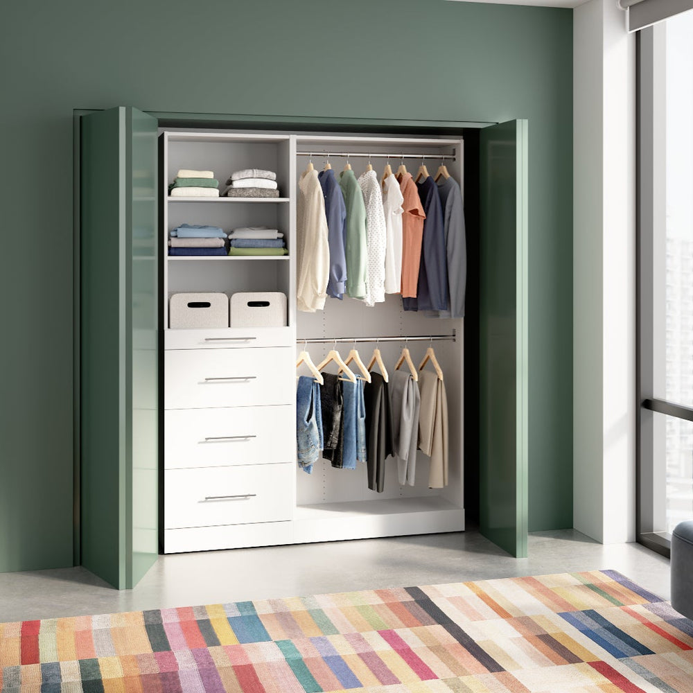 Modern bedroom with Florence collection walk-in wardrobe and large window