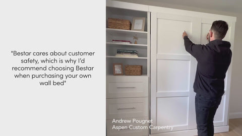 Journeyman Carpenter from Ontario is illustrating the murphy bed in use