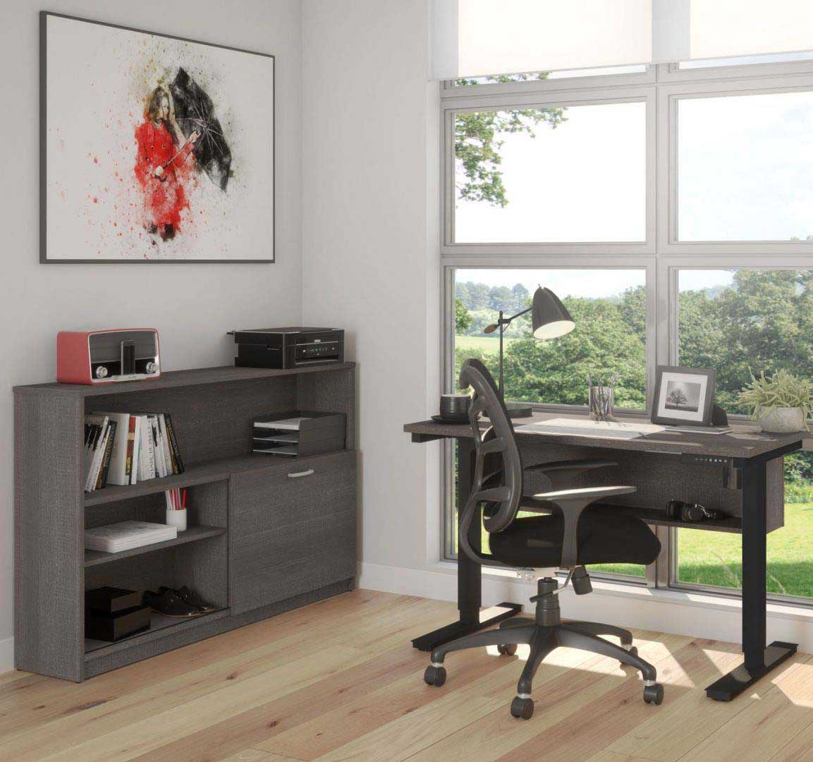 Bestar standing desk with credenza