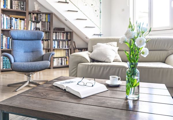 Bookshelves under stairs