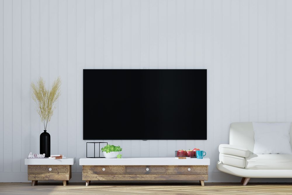 TV stand white couch