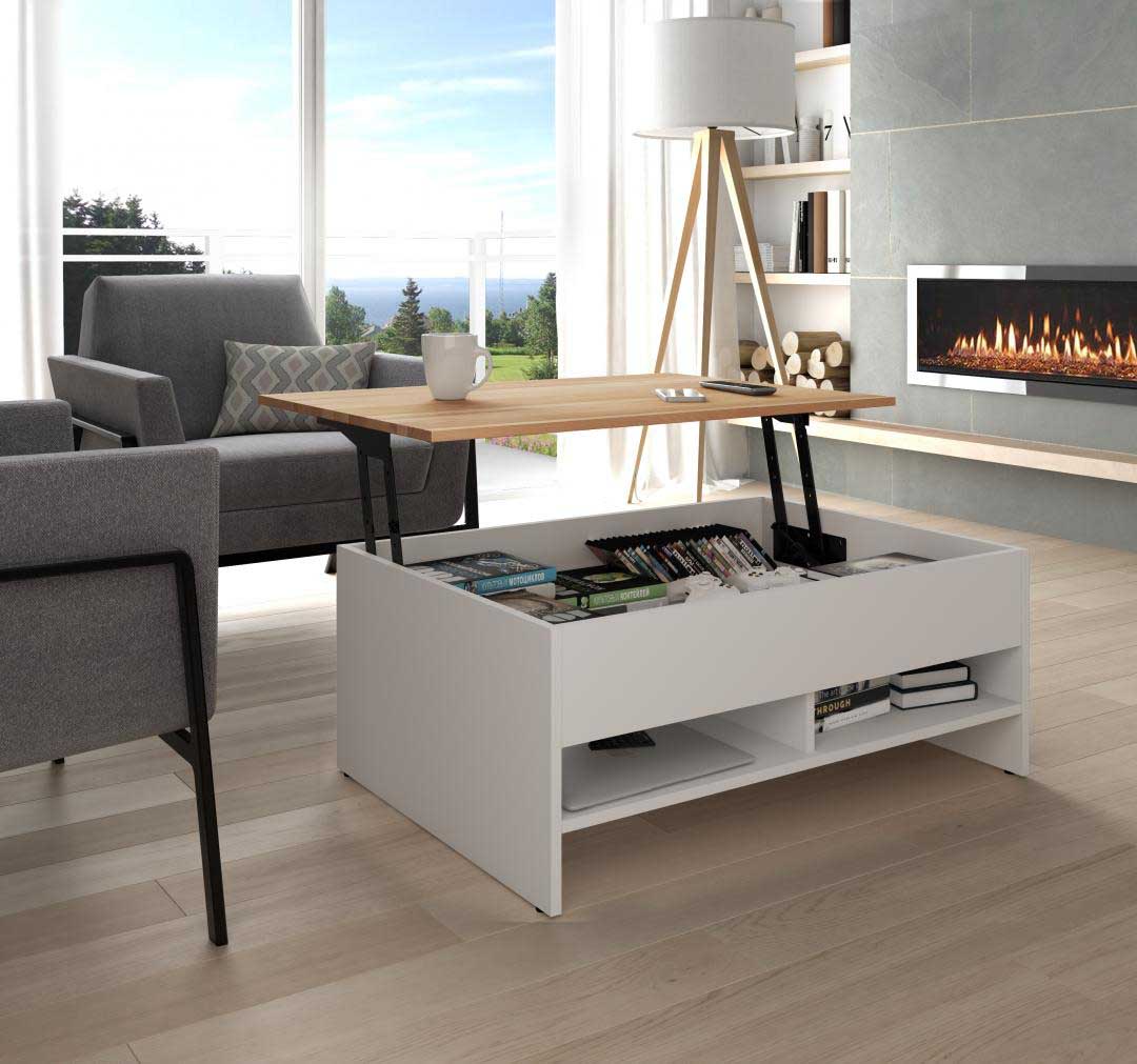 lift-top coffee table in minimalist living room