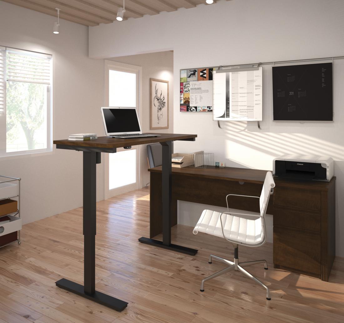 Standing desk in light-filled home office