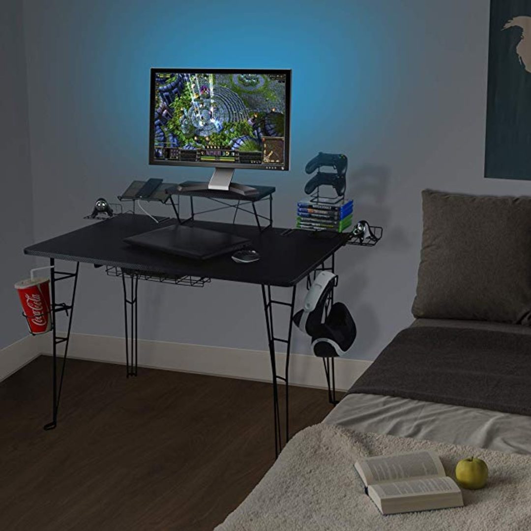 gaming desk multi function blue light