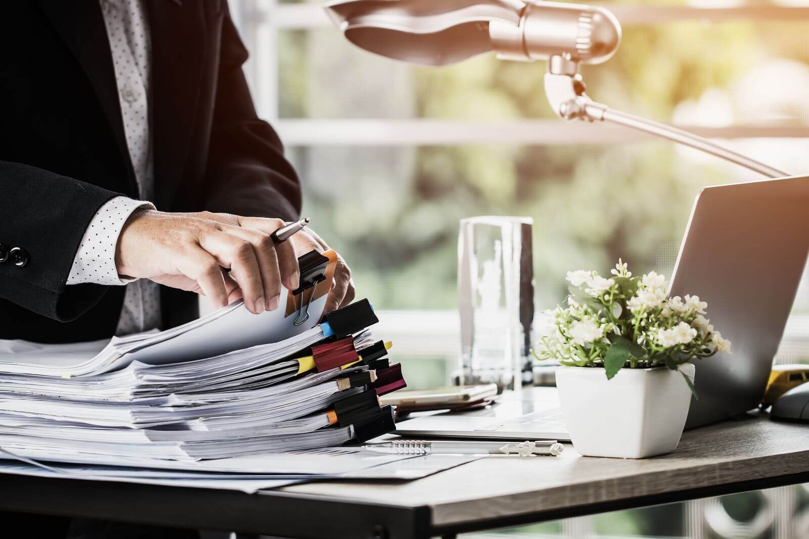 Man organizing desk