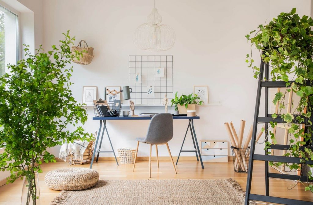 Plant-filled home office