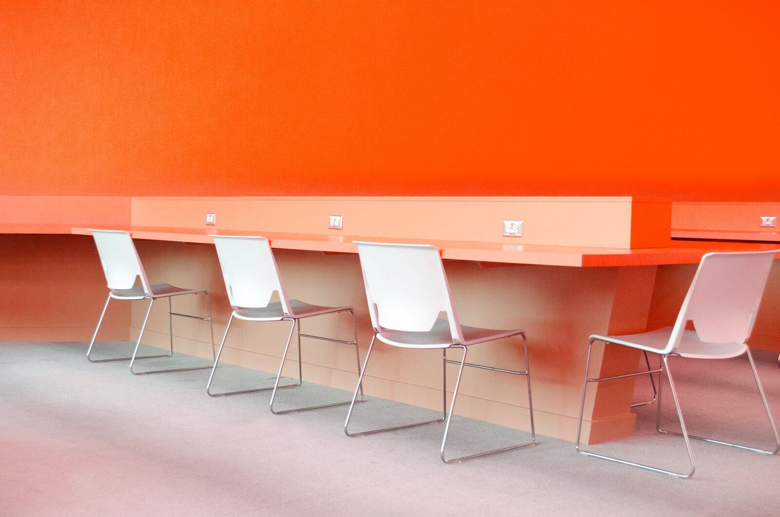 Bright orange office walls