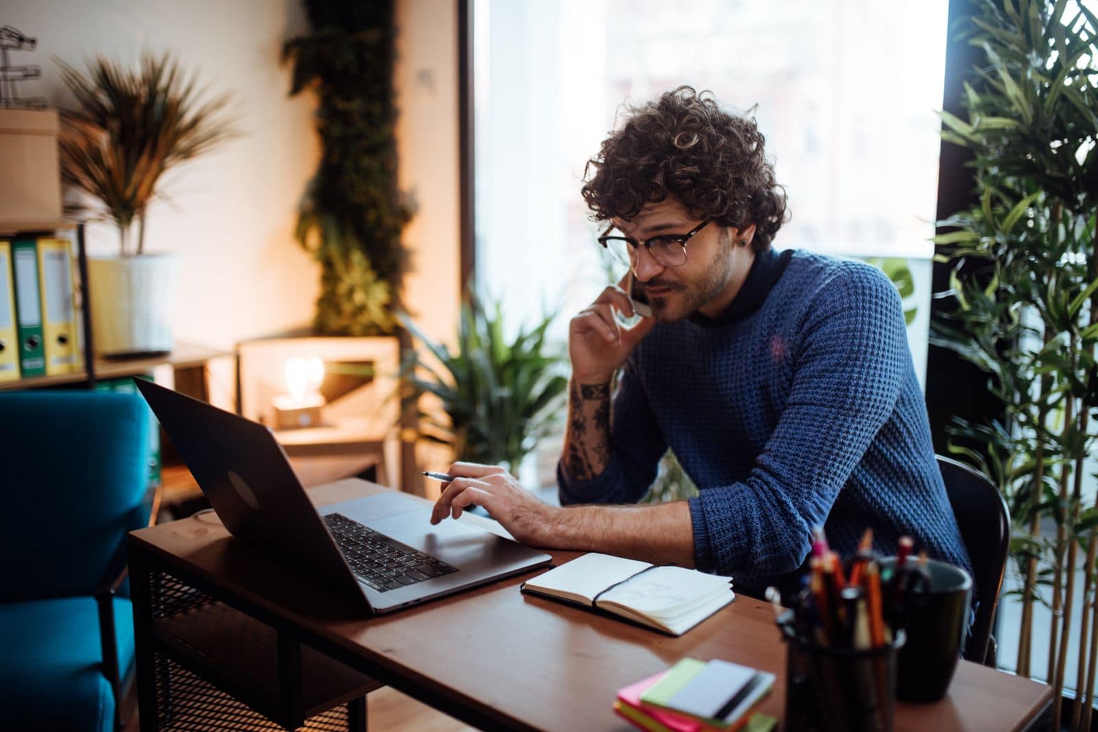 Man working at home