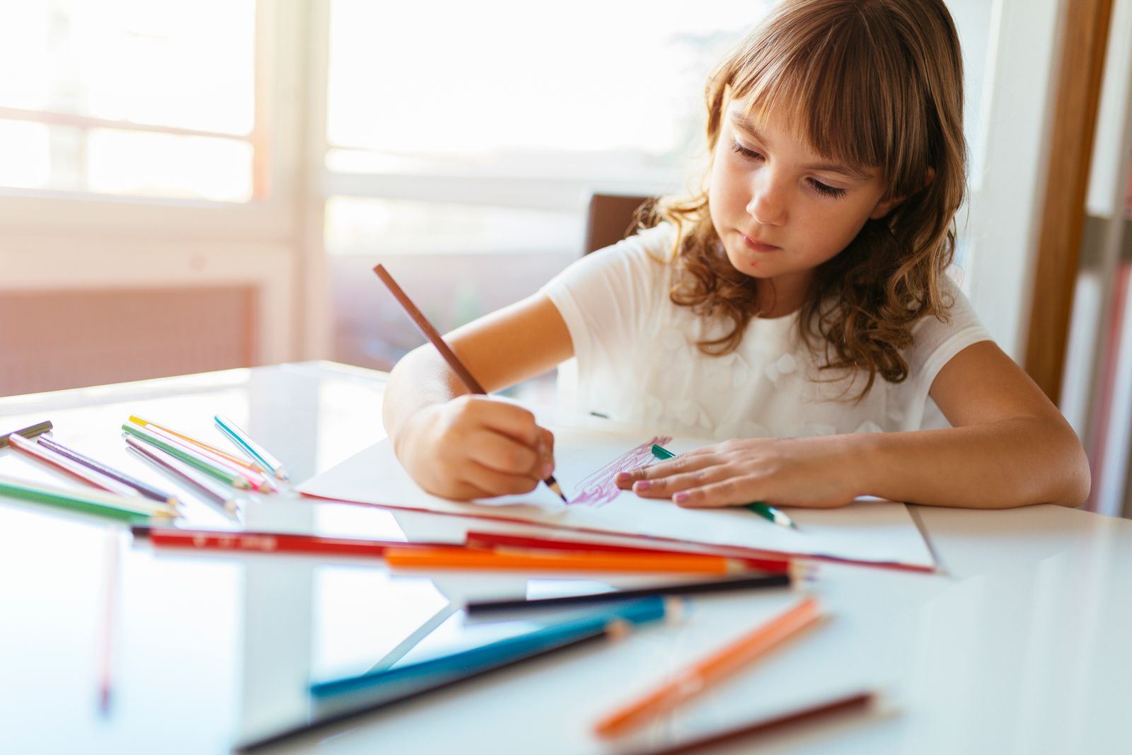 Little girl coloring