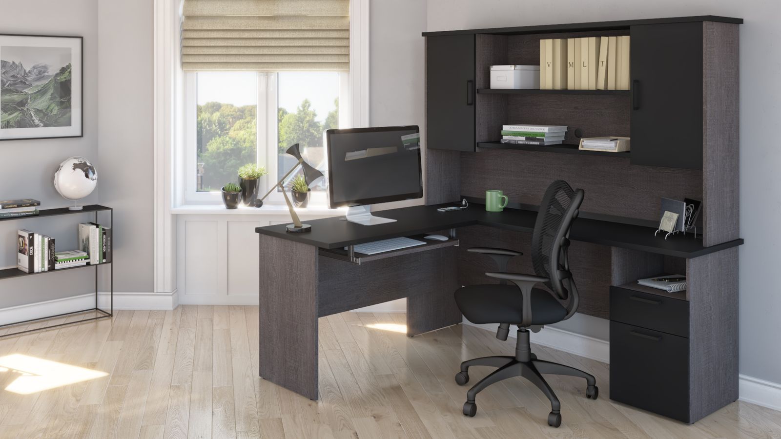 Bestar L shaped desk with storage