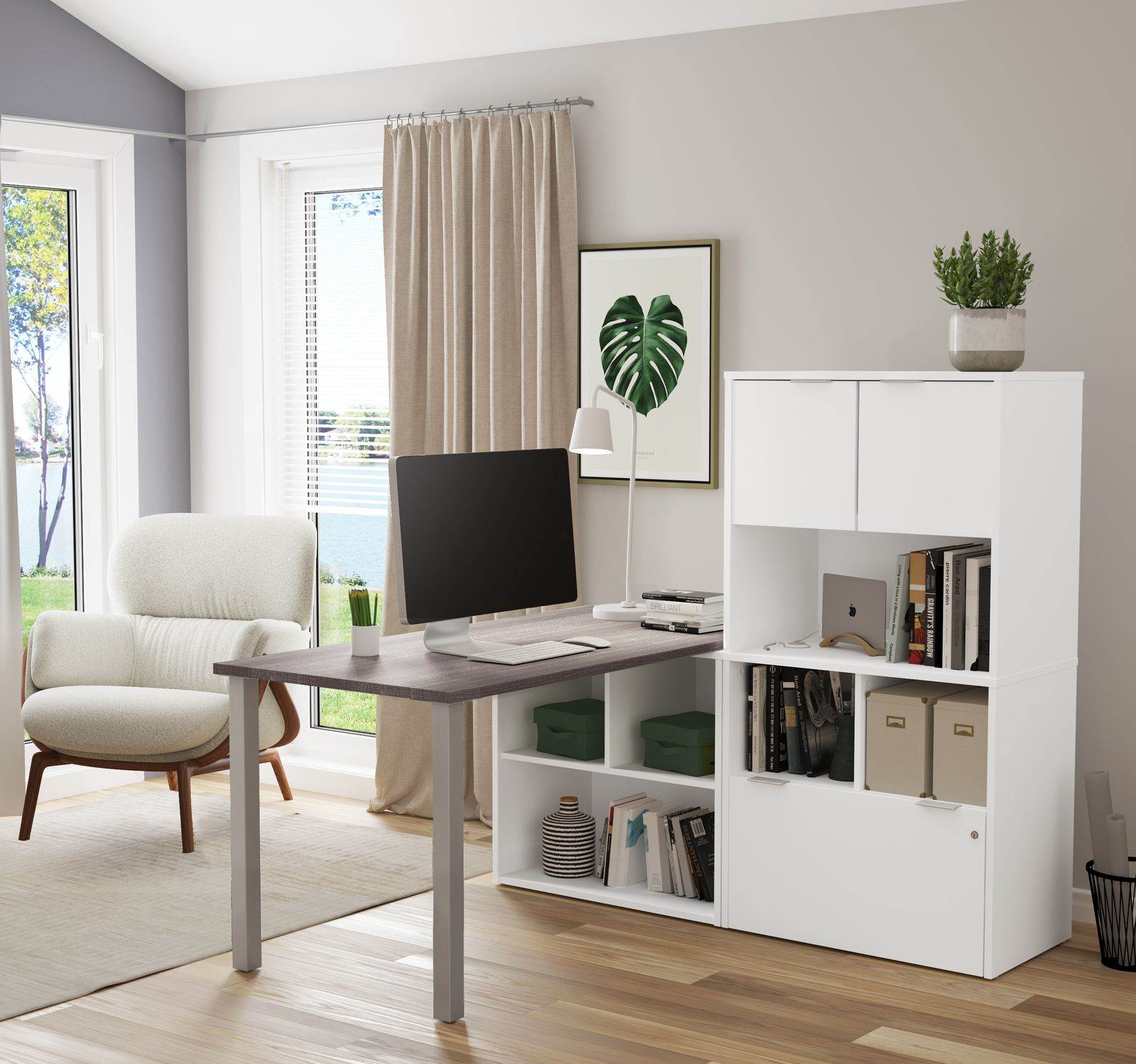 home office desk with storage