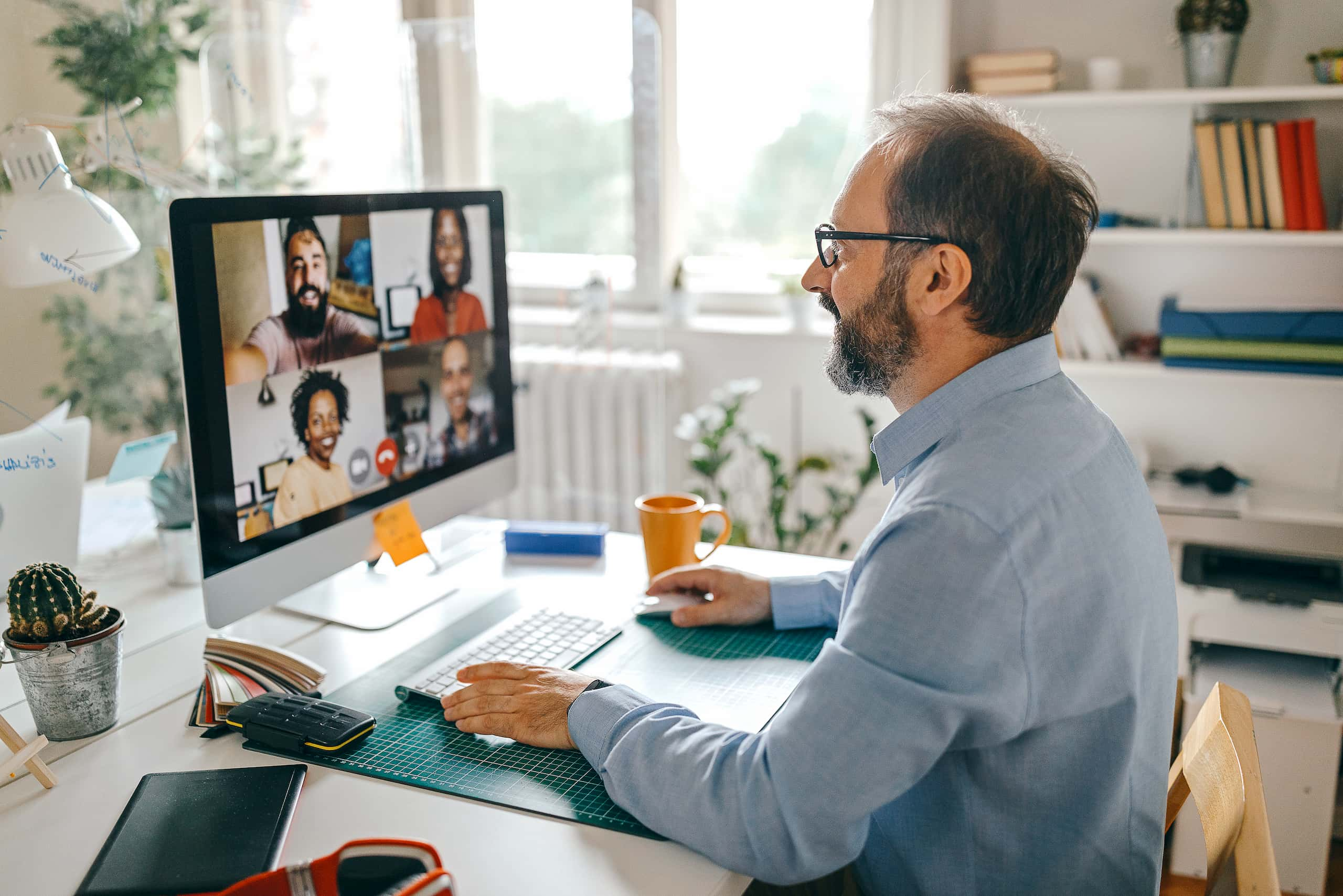 men video conference home office