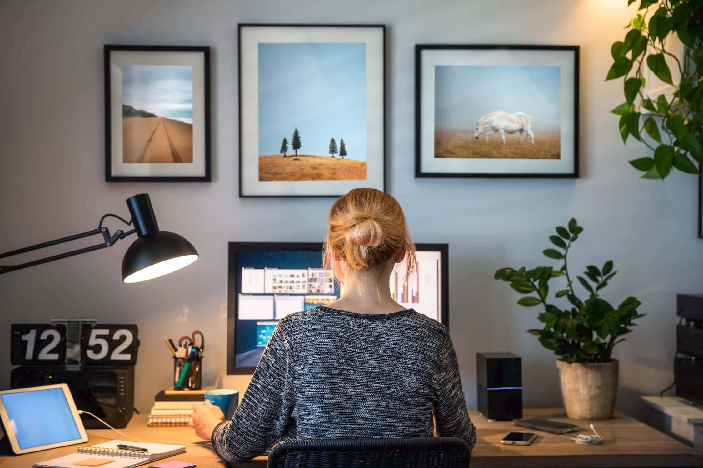 woman home office work