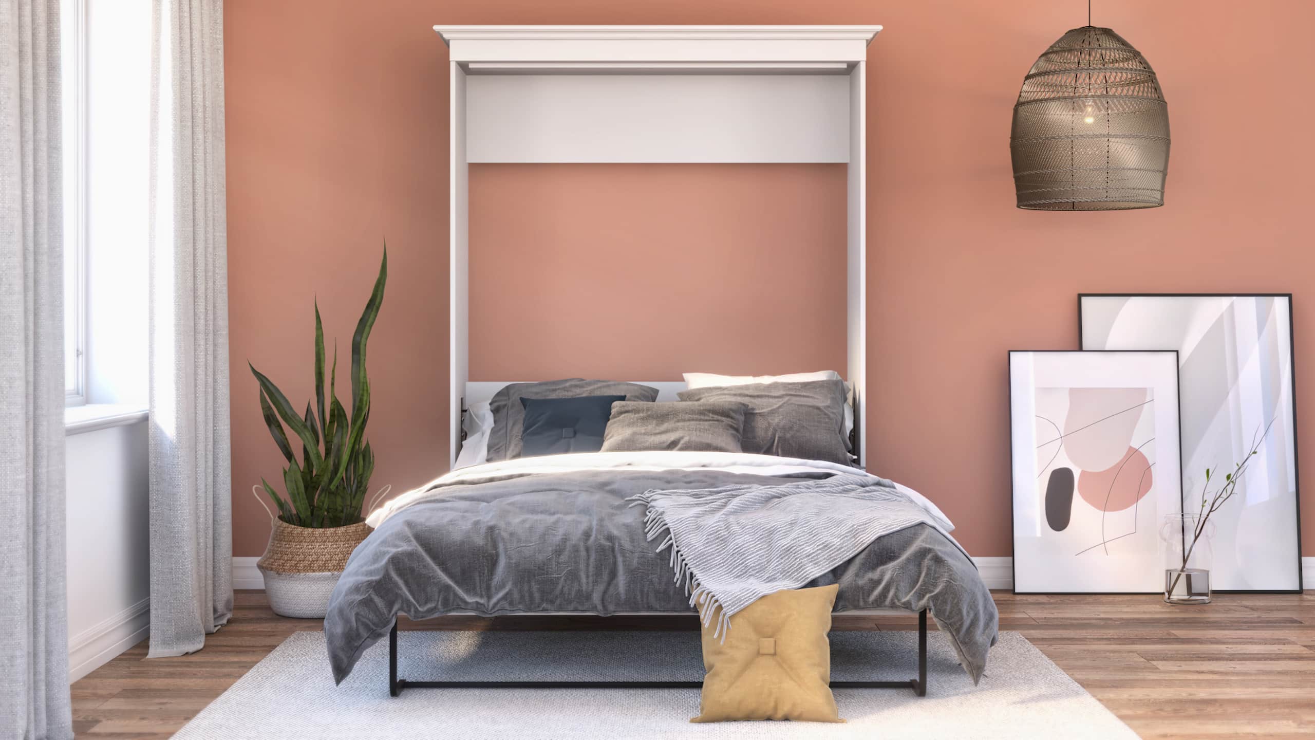 best murphy bed cute peach wall