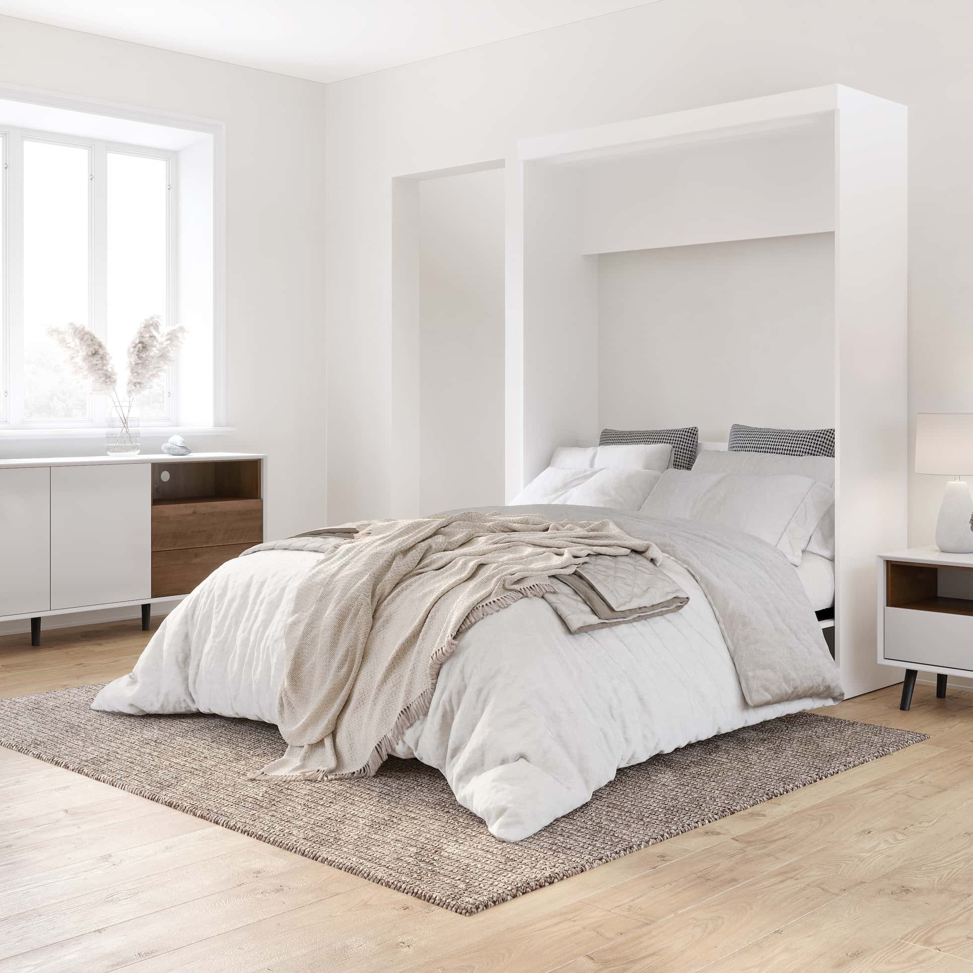 A White Esthetic for a Splendid Bedroom ー White Murphy Bed, Natural Light, and More