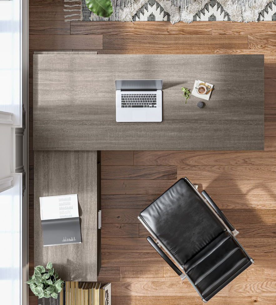 Brown L Shaped Desk