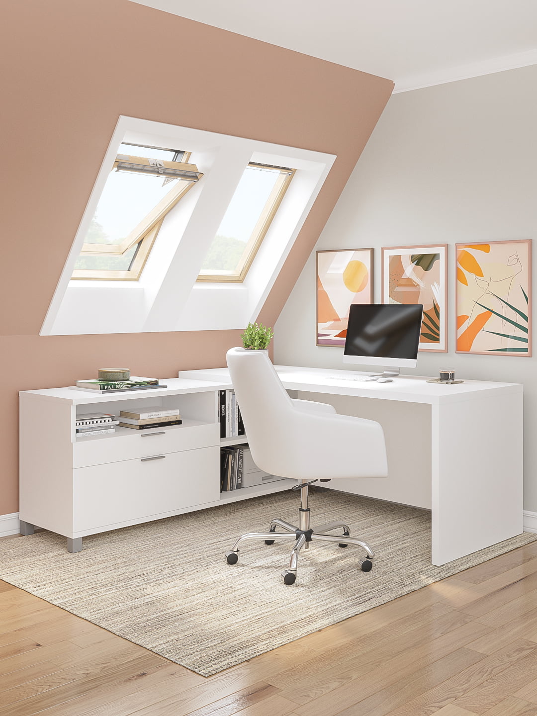 72W L-Shaped Office Desk