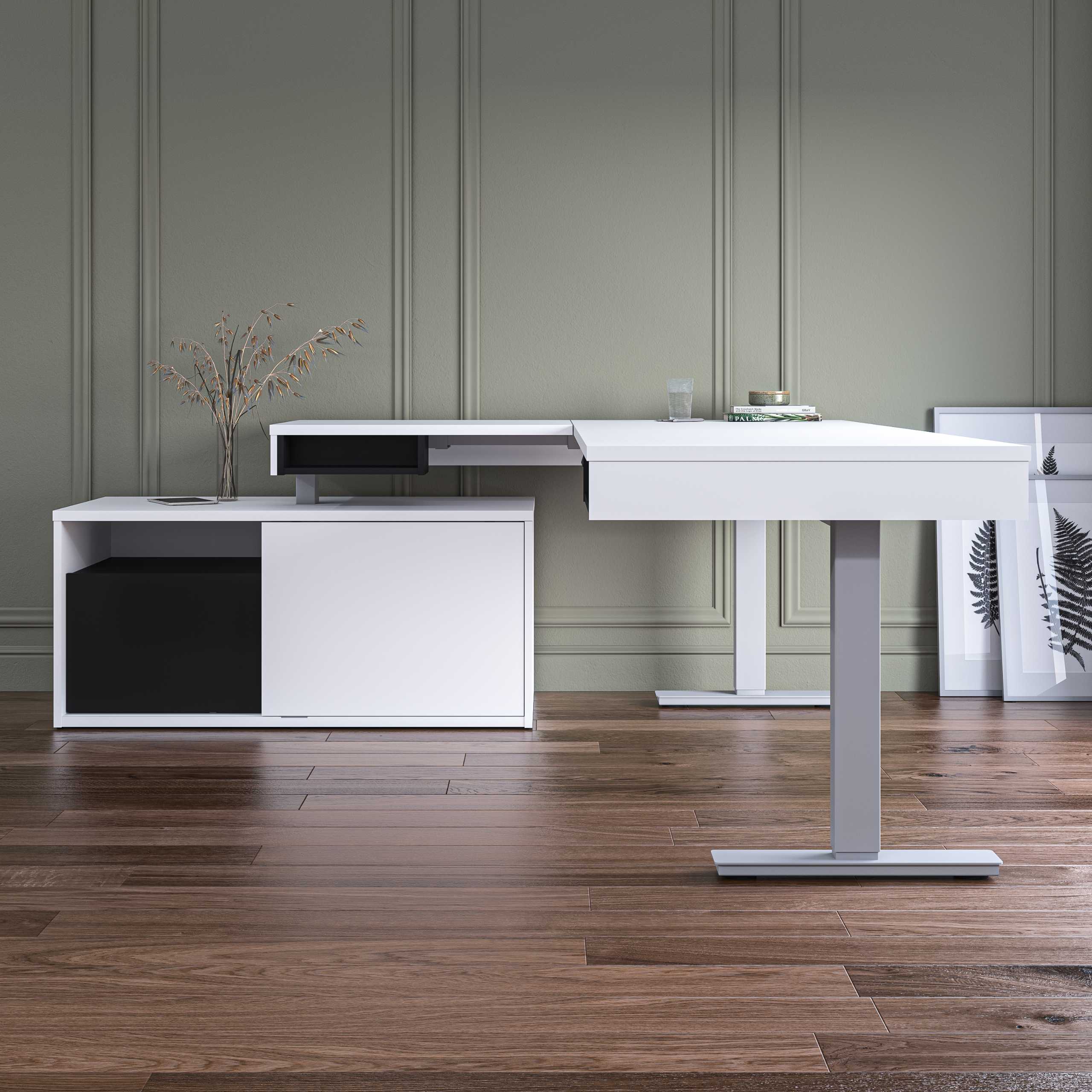 81W L-Shaped Standing Desk with Credenza