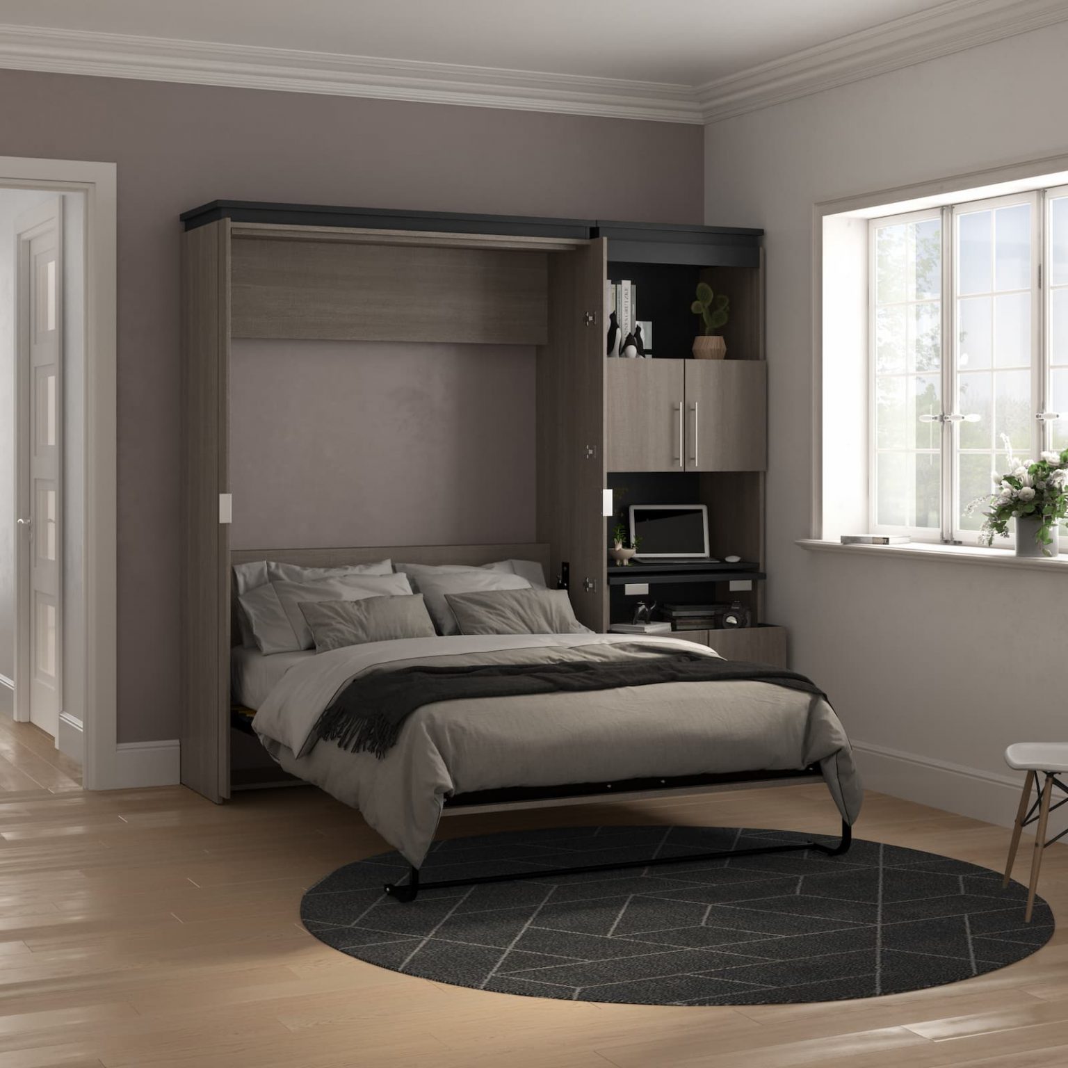 An Inspired Flex Space Begins With A Queen Murphy Bed With a Desk Bestar