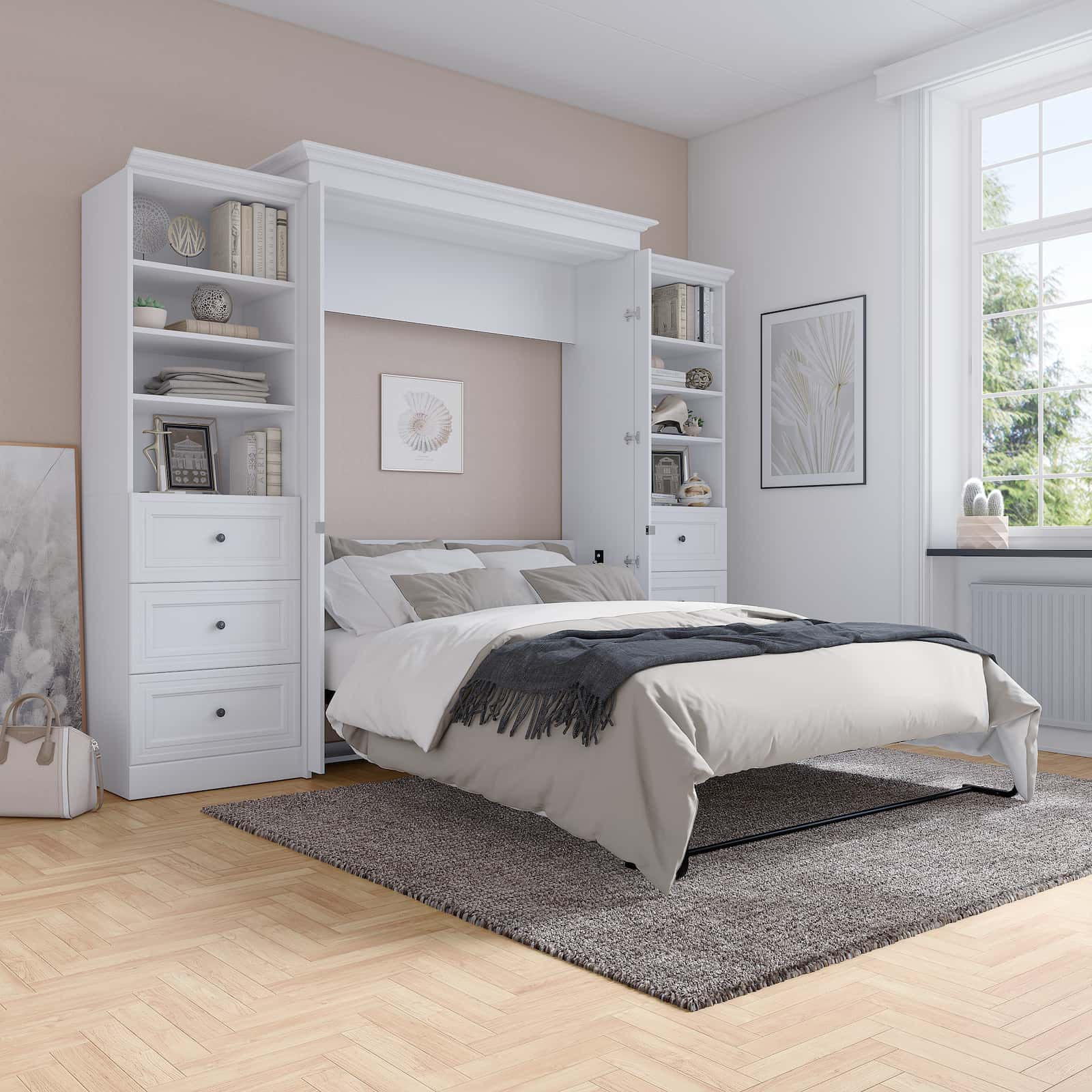 How to Maximize Space in a Small Bedroom – A Queen Murphy Bed, Mirrors, and More