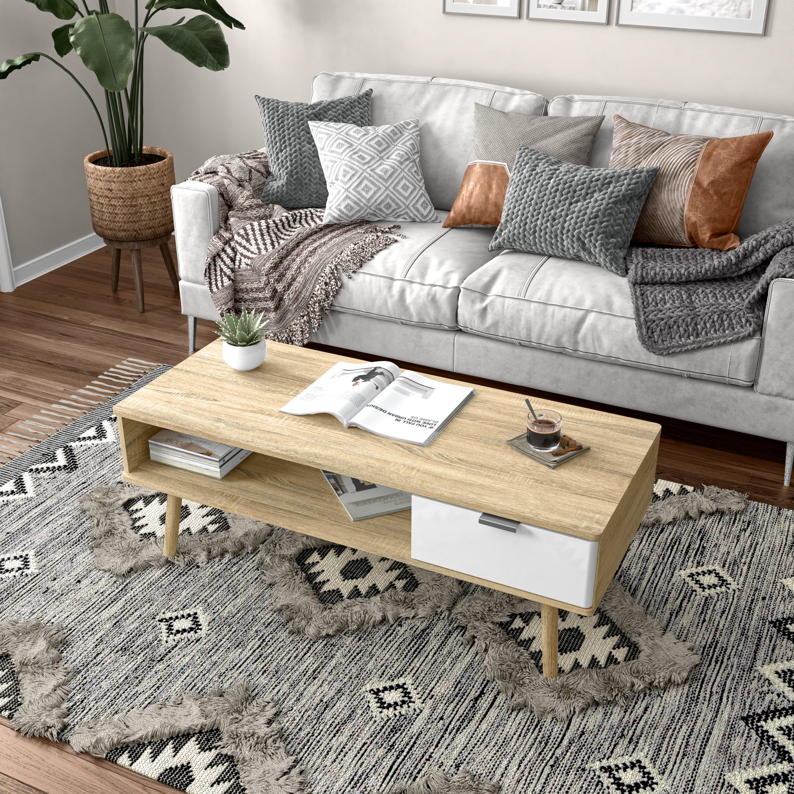 living room with coffee table