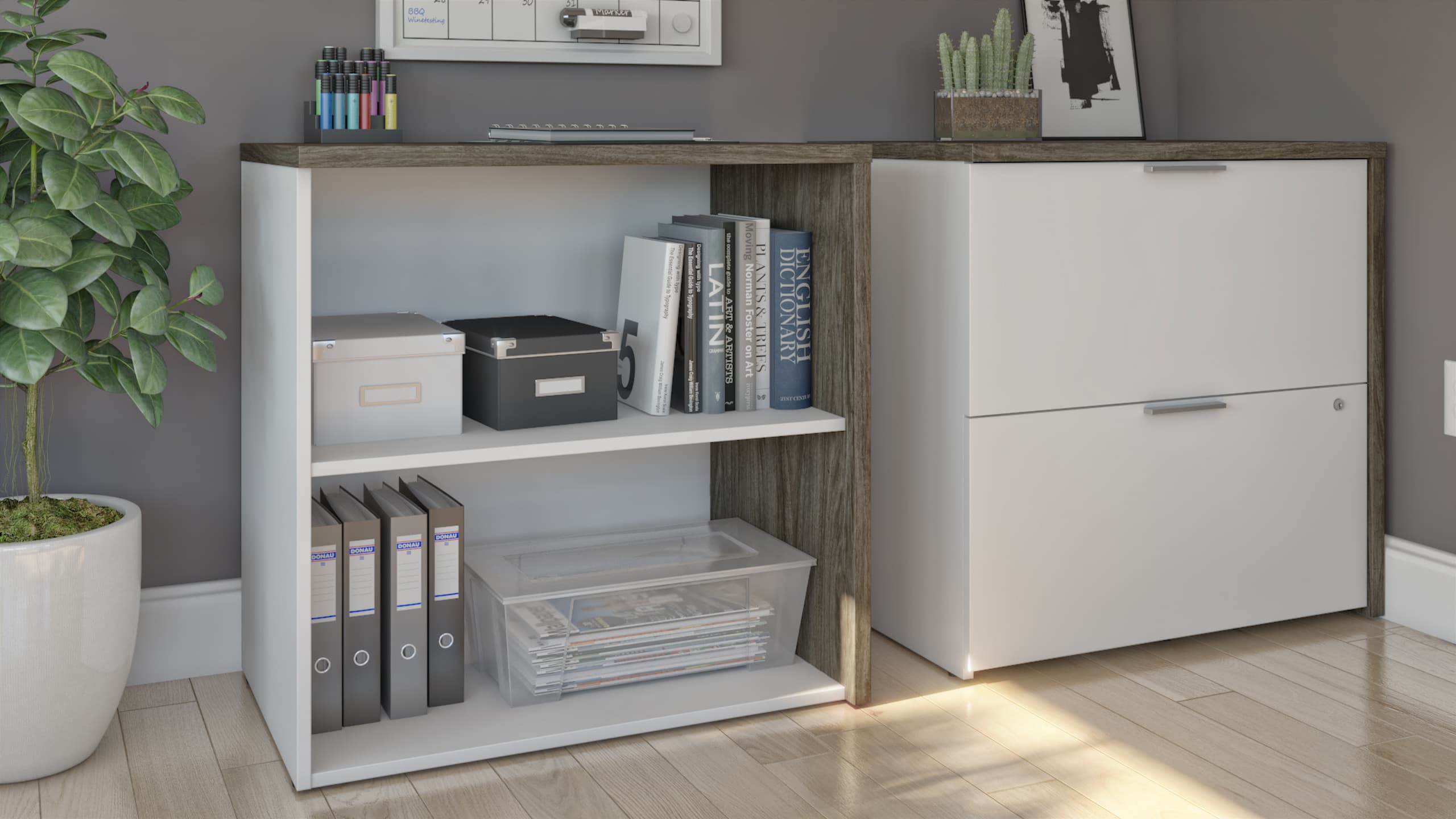 Bestar modern storage furniture with plants