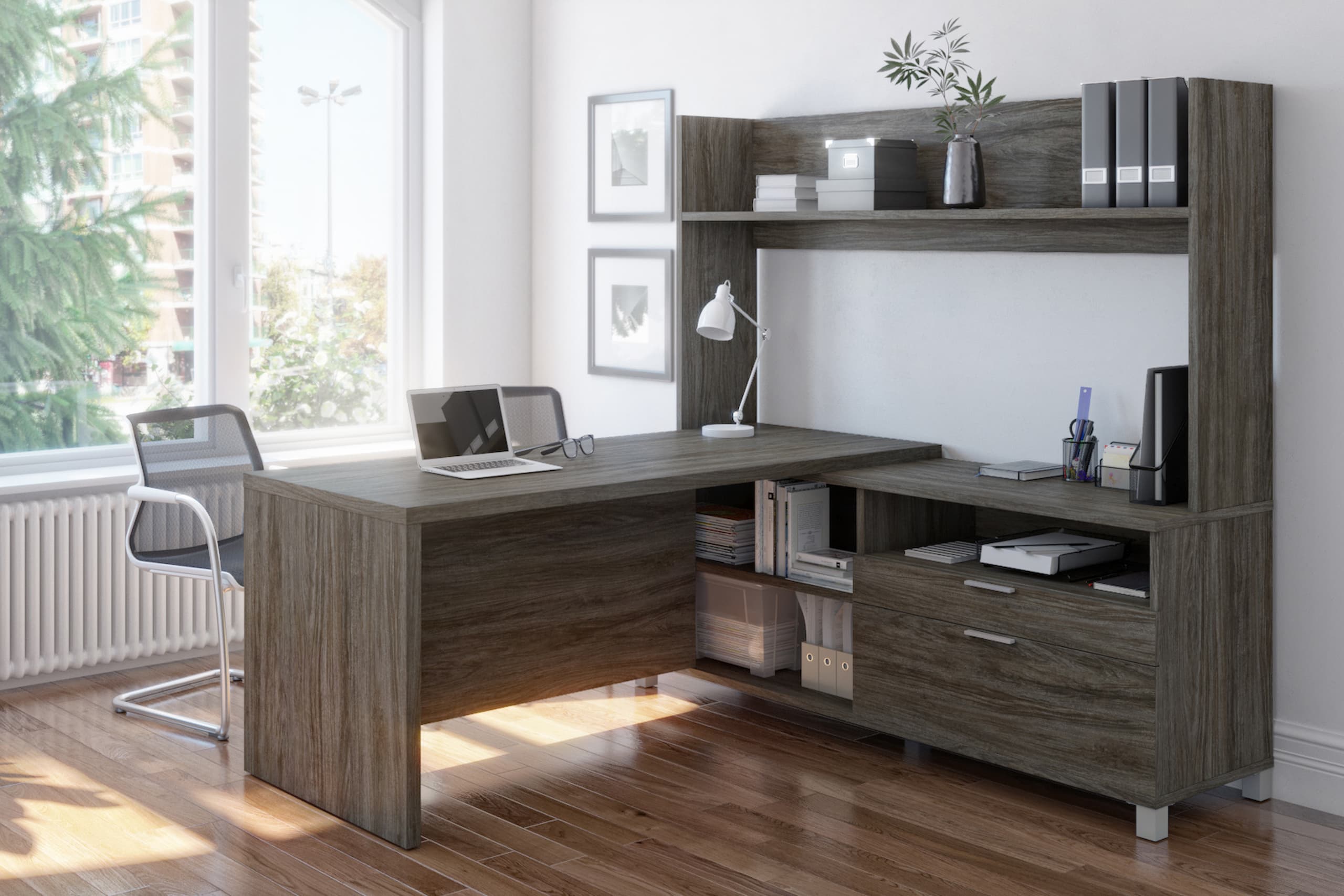 Bestar work-from-home L-shaped desk with storage