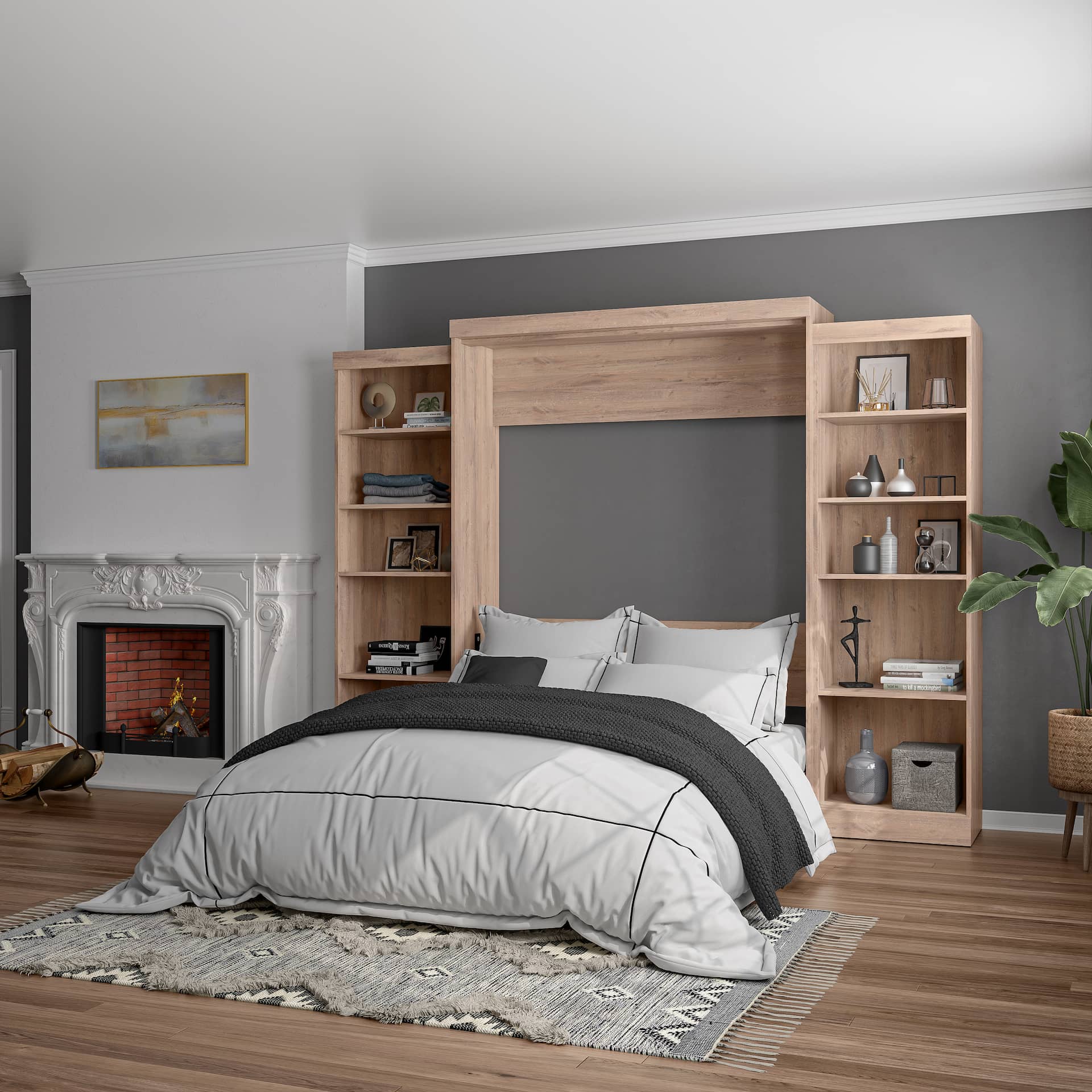 Contemporary Murphy bed in a multifunctional room