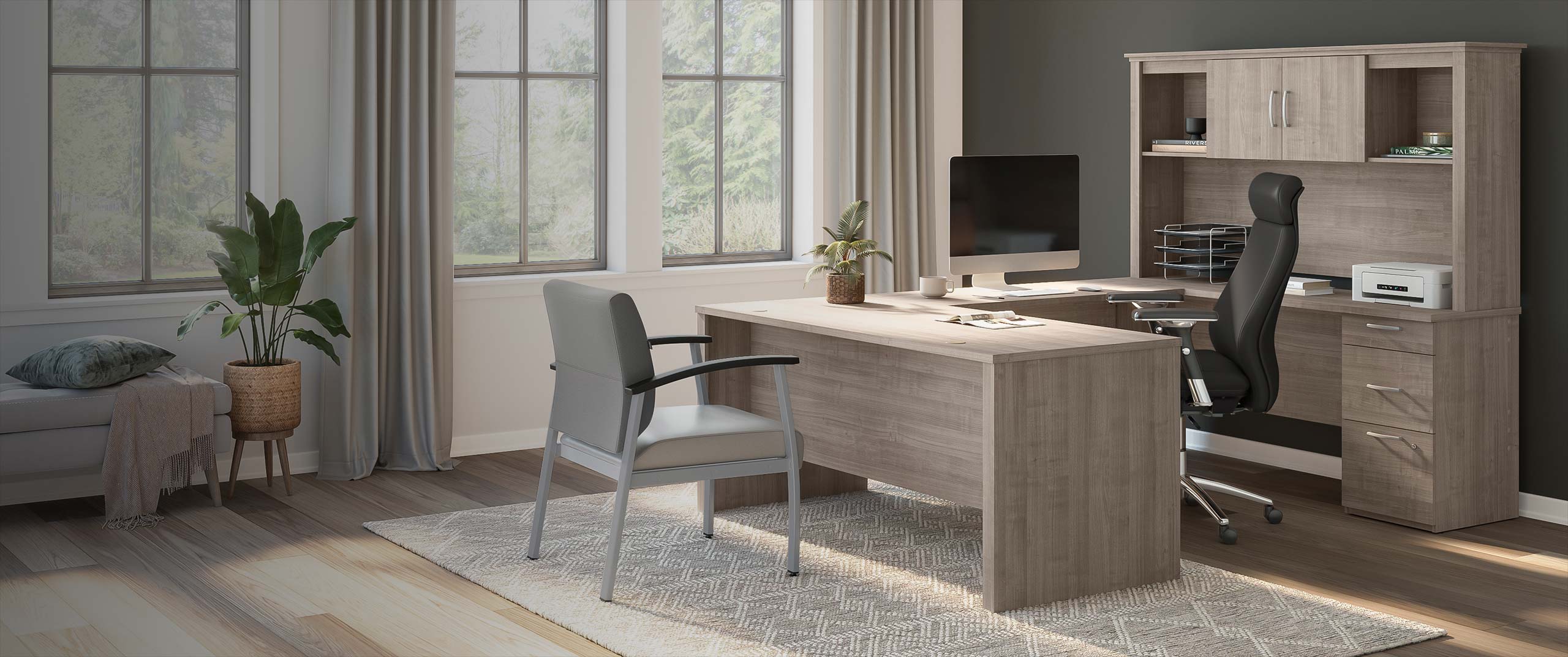 Logan Collection - 65W U Shaped Desk with Hutch - Desktop