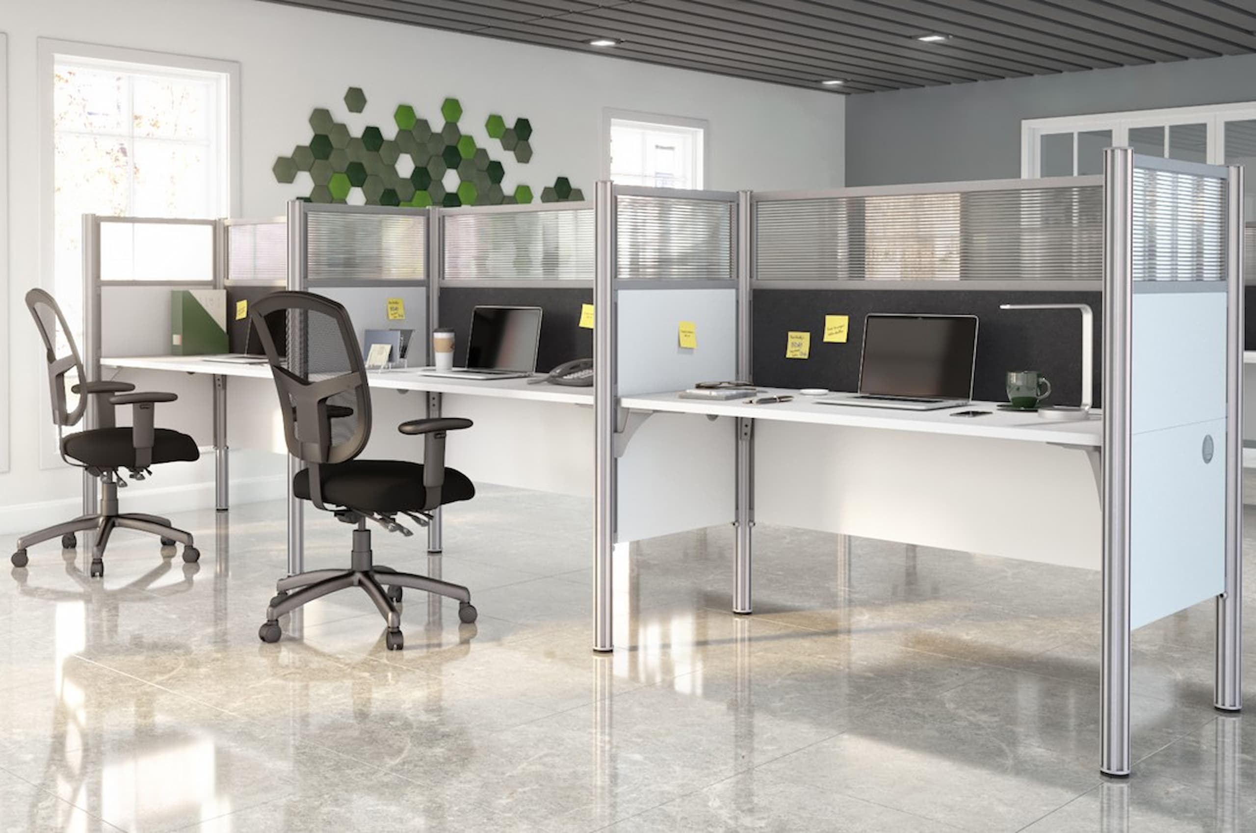 Office cubicles in a productive workspace