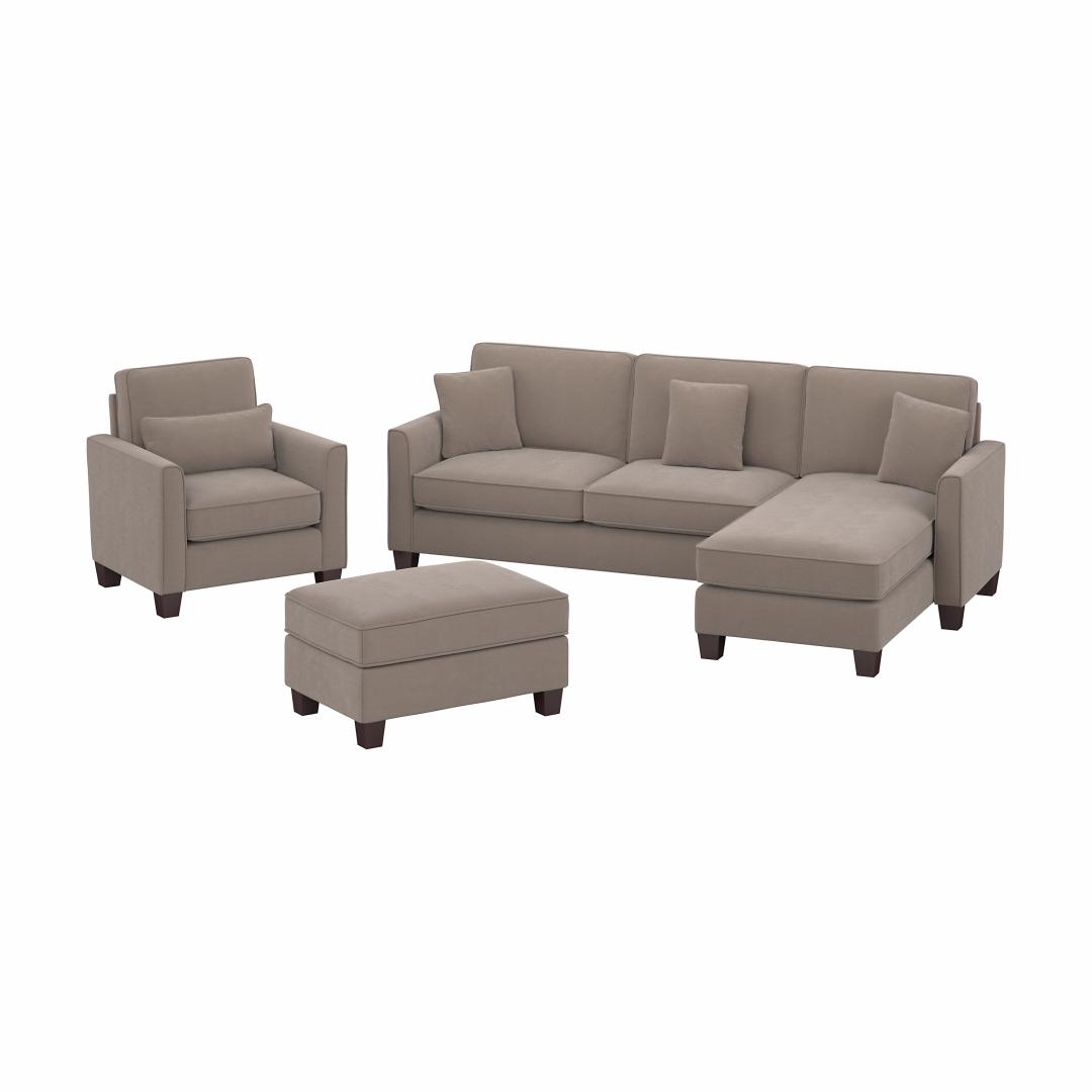 102W Sectional Couch with Reversible Chaise Lounge, Accent Chair, and Ottoman