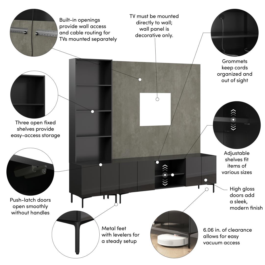 High Gloss Black/Urban Stone