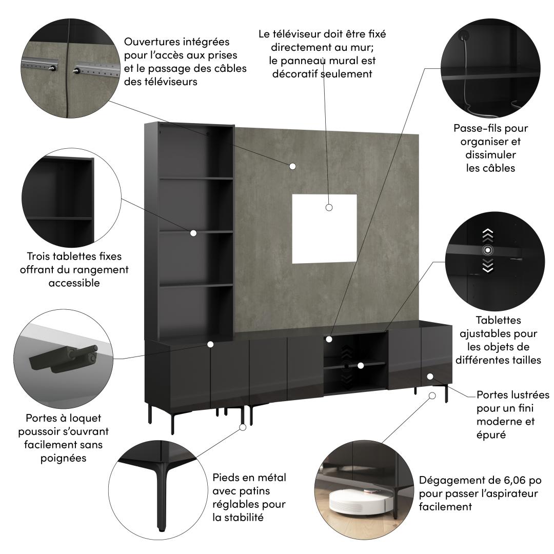 High Gloss Black/Urban Stone