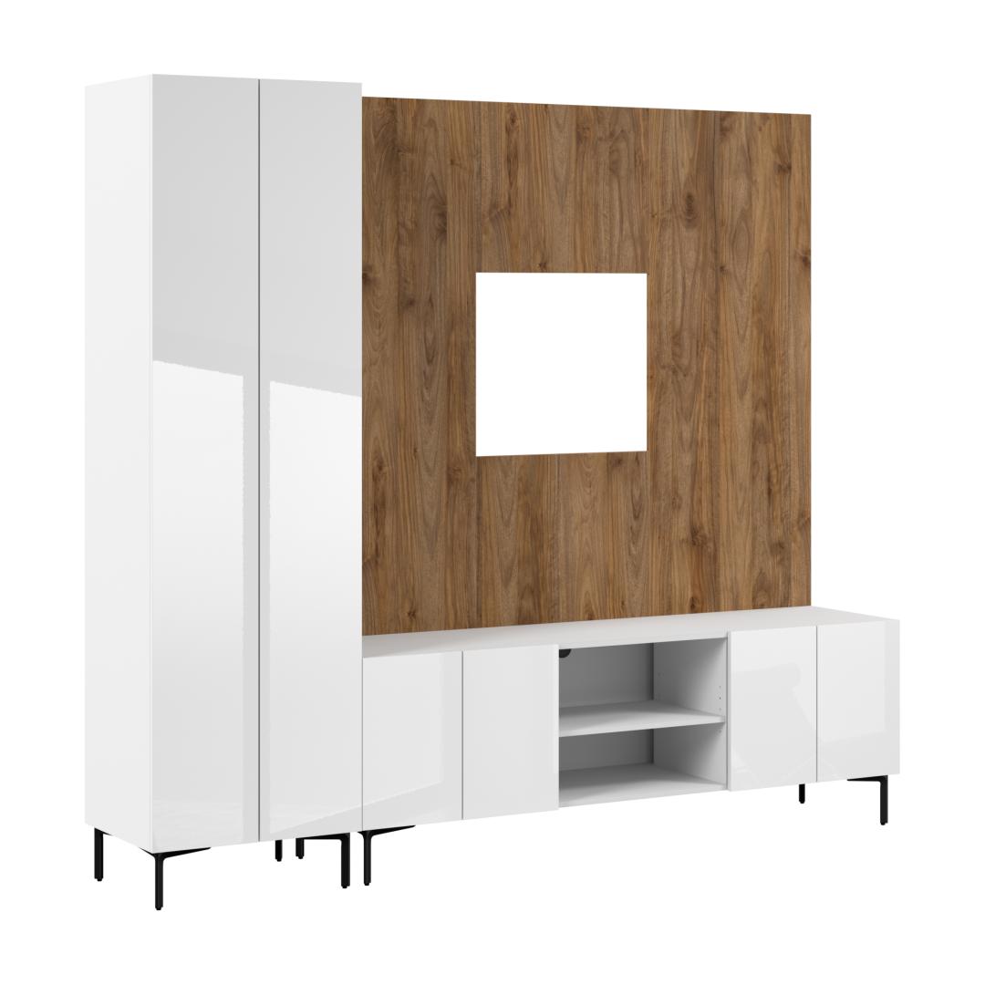 High Gloss White/Fresh Walnut