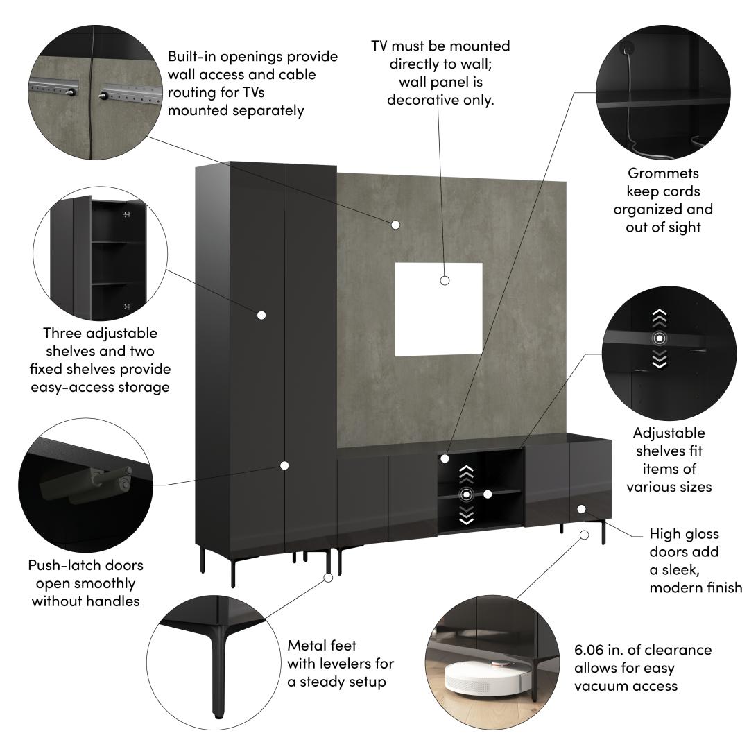 High Gloss Black/Urban Stone