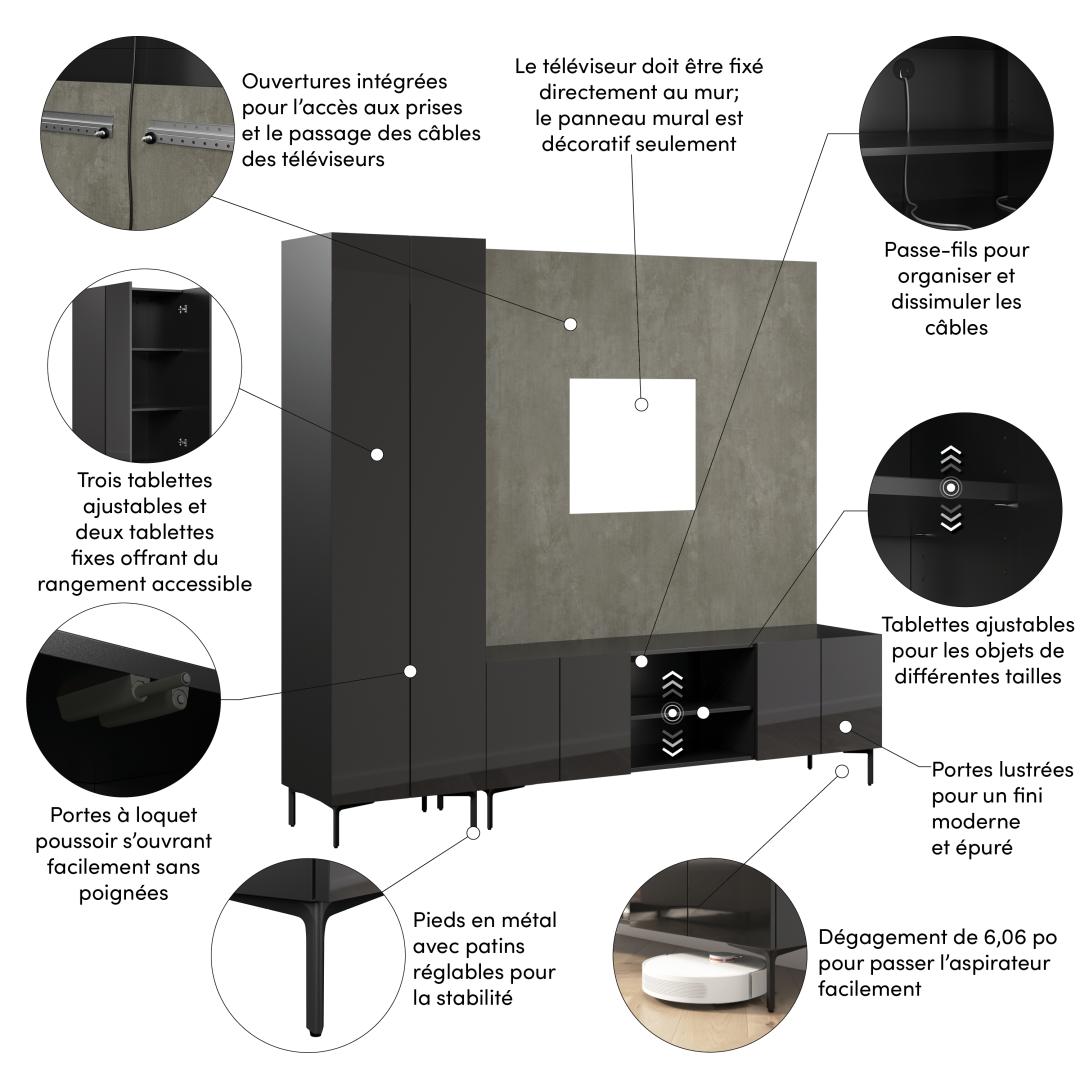 High Gloss Black/Urban Stone