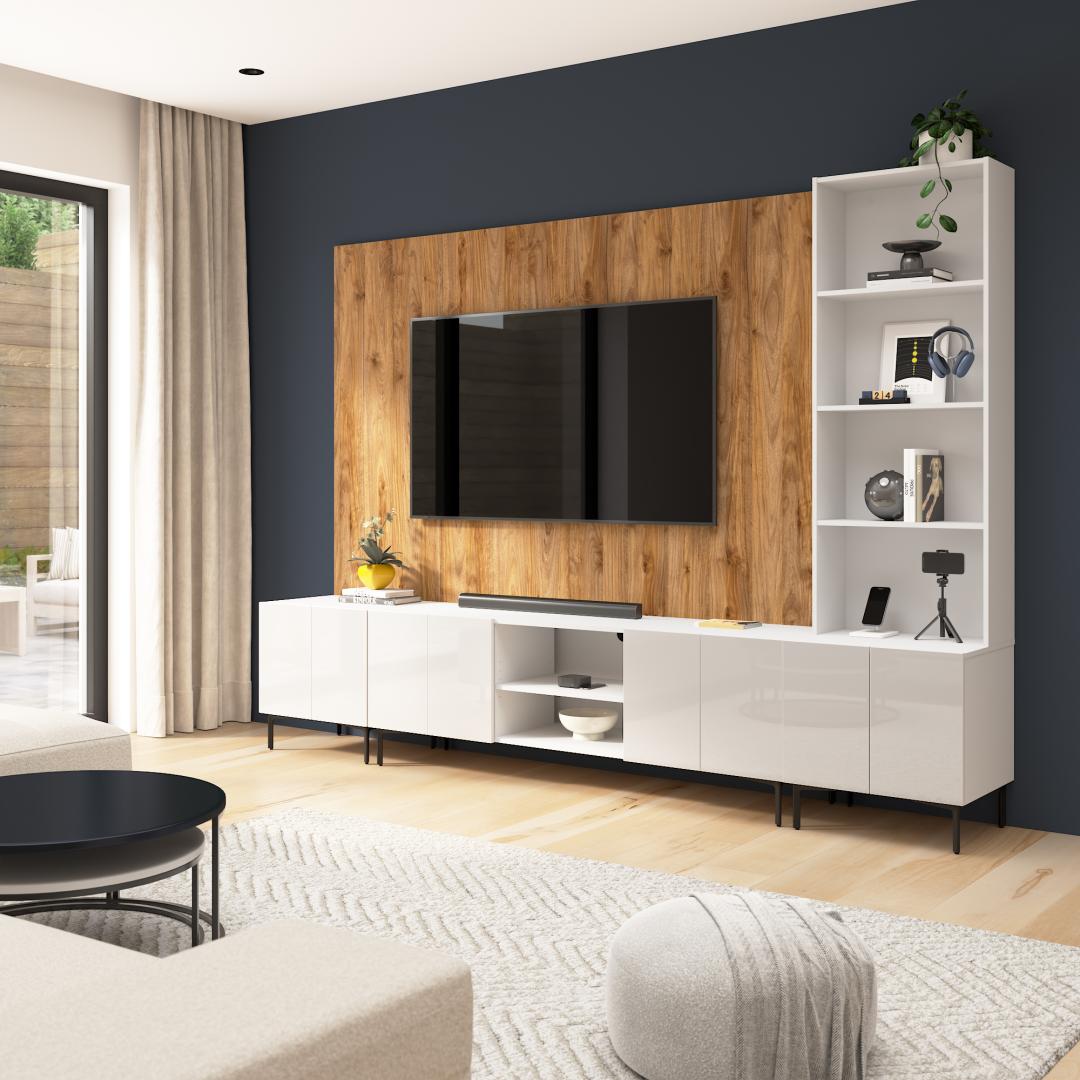 High Gloss White/Fresh Walnut