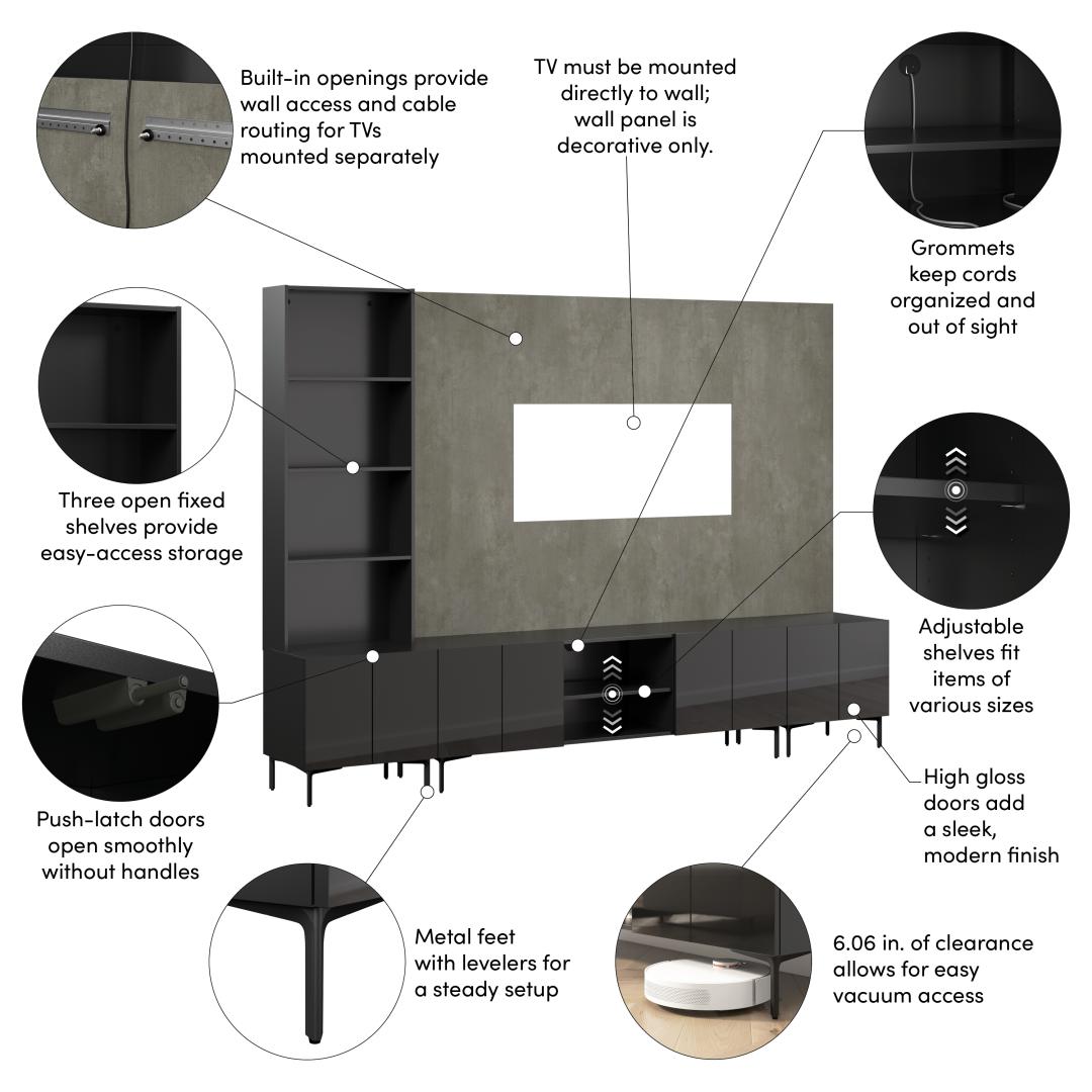 High Gloss Black/Urban Stone