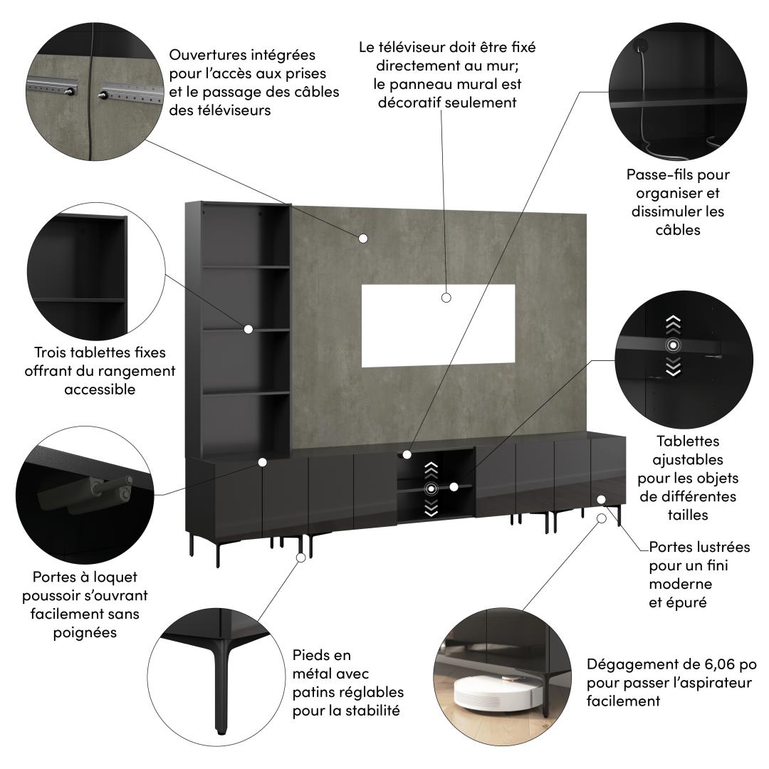 High Gloss Black/Urban Stone