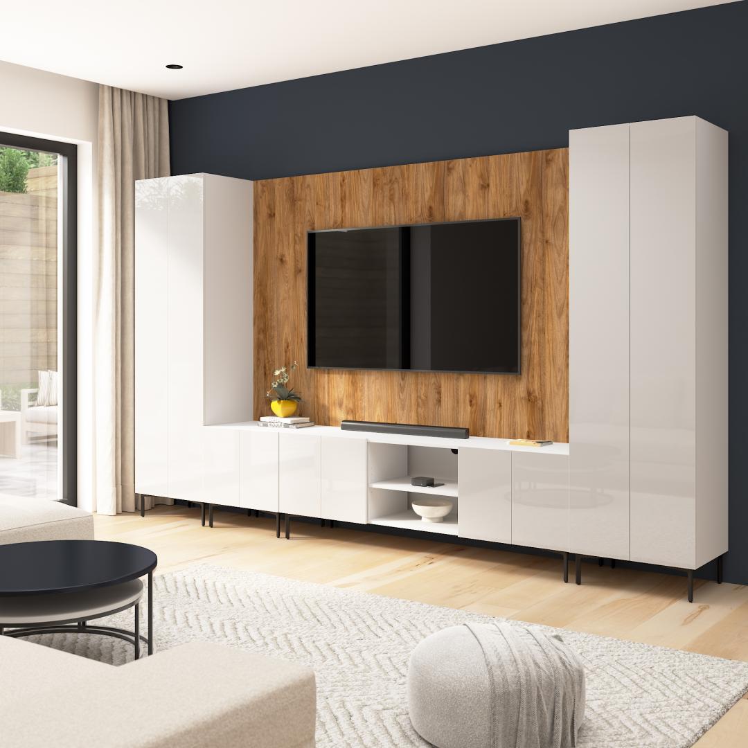 High Gloss White/Fresh Walnut