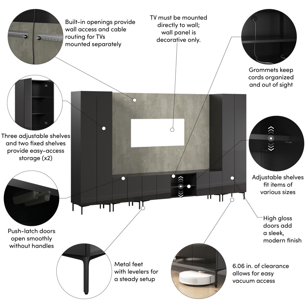 High Gloss Black/Urban Stone