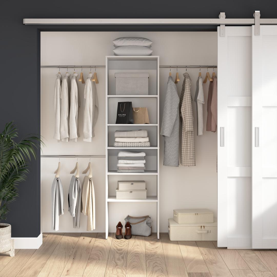 Closet Kit with Shelves & Clothing Rods, 24W x 15D