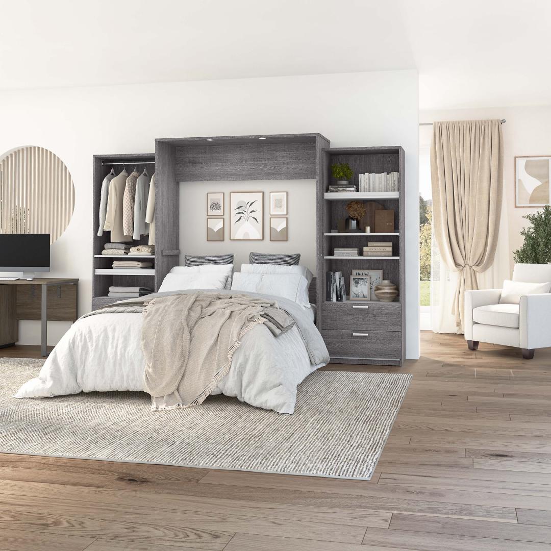 Cielo queen wall bed with two side storage towers deals