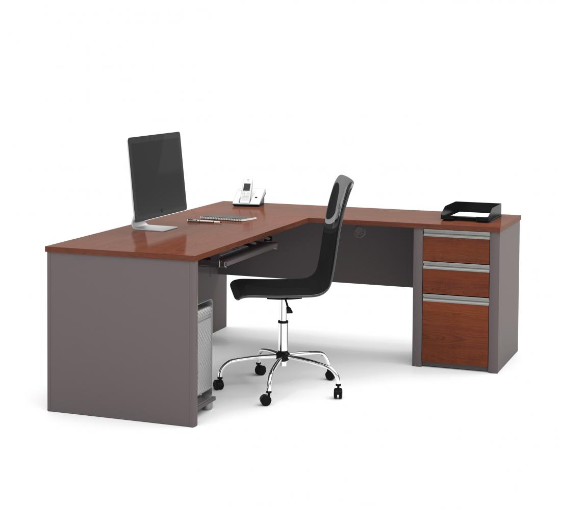 72W L-Shaped Desk with Pedestal