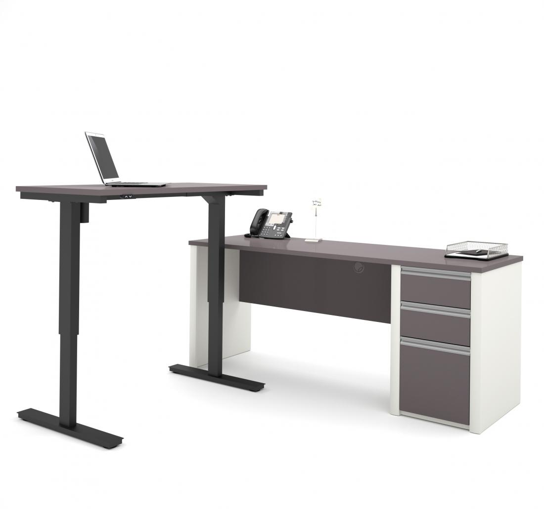 72W L-Shaped Standing Desk with Pedestal