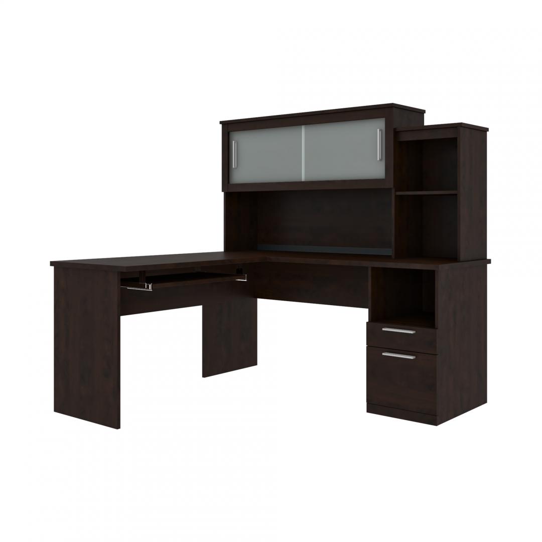 65W L-Shaped Desk with Hutch