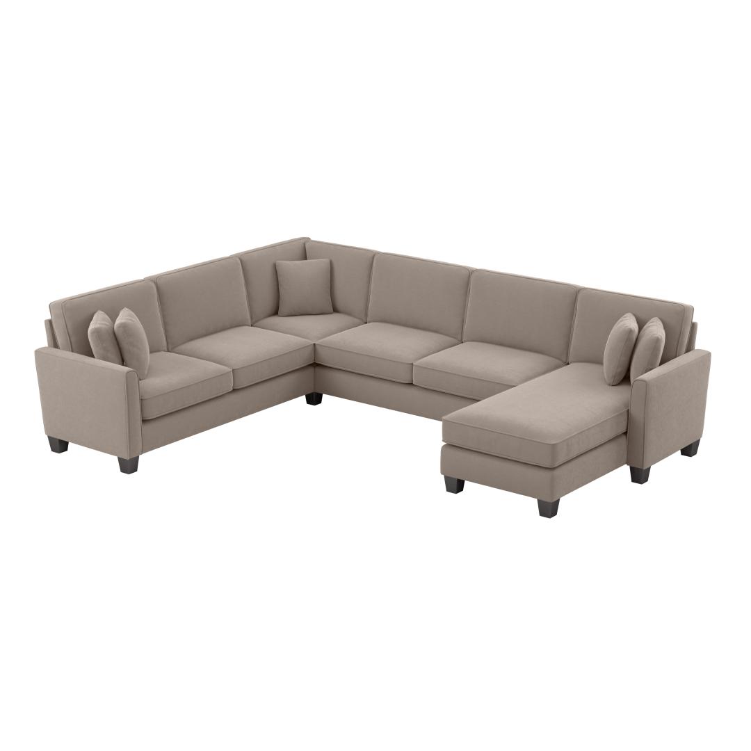 128W U Shaped Sectional Sofa with Reversible Chaise Lounge