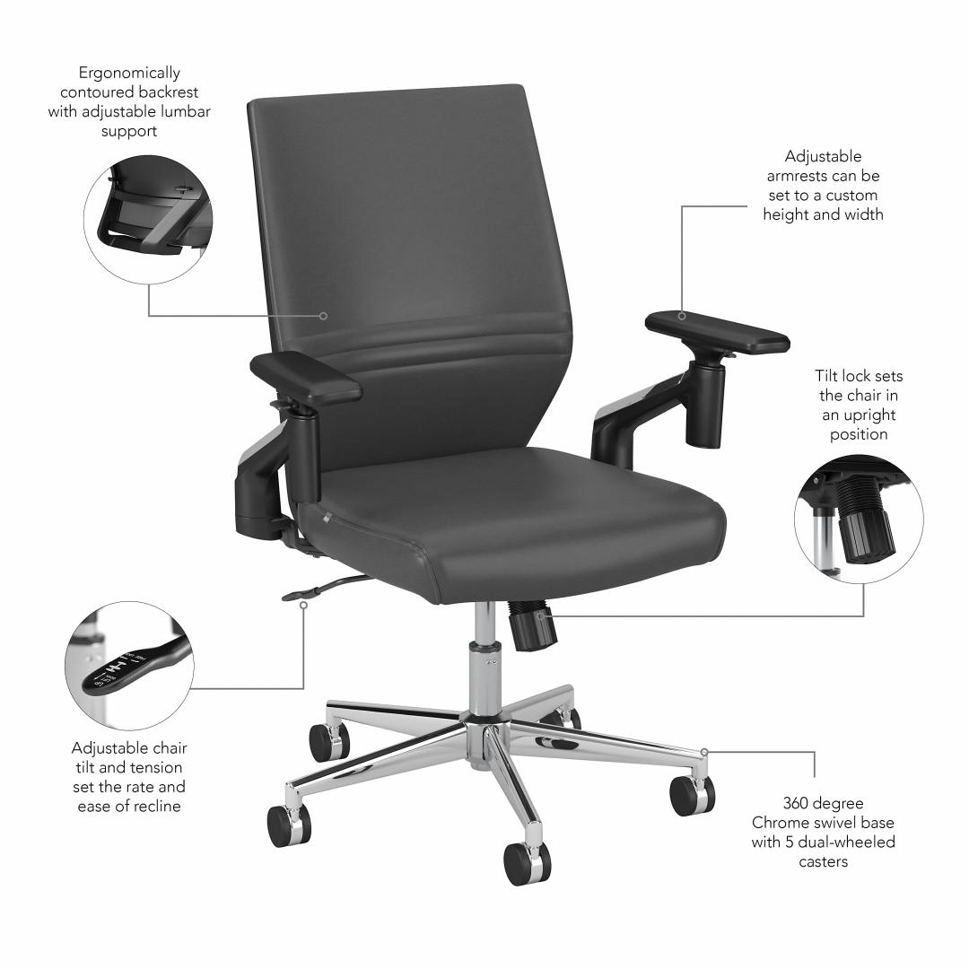 i3 Plus Mid Back Office Chair Bush Furniture