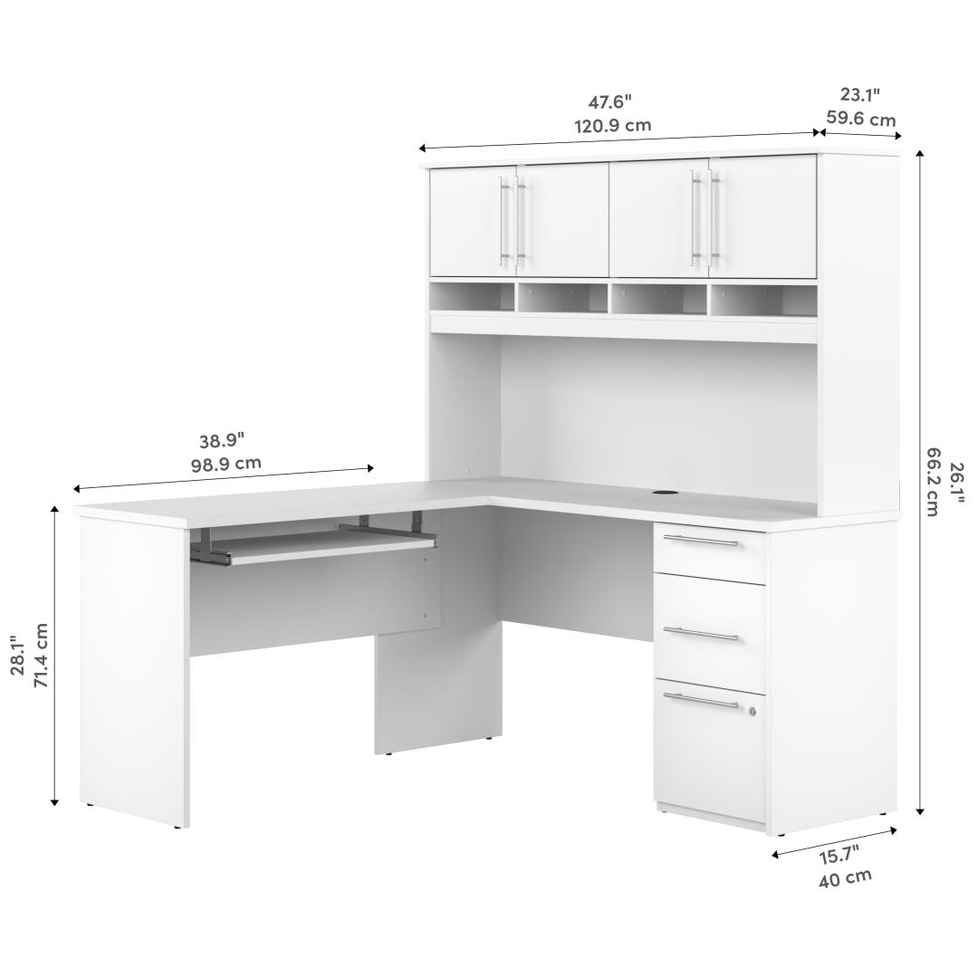 Lindsay Multi Functional L Shaped Executive Hutch Desk w Storage