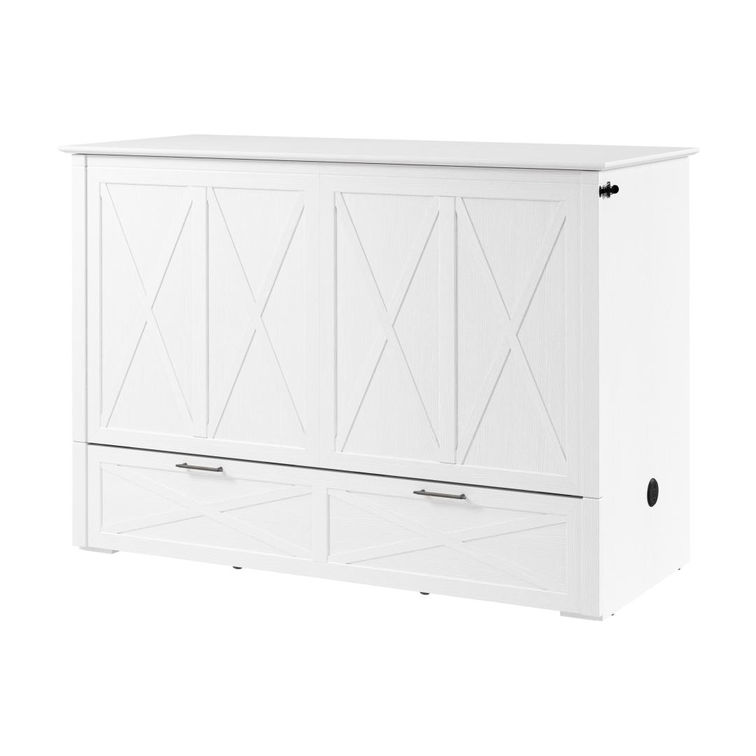 59W Full Murphy Cabinet Bed with Pullout Drawer and Mattress